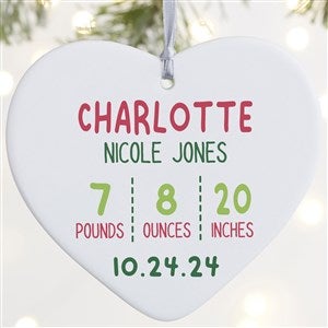 Newly Loved Baby Info Personalized Heart Ornament- 4
