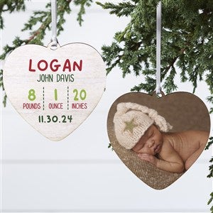 Newly Loved Baby Info Personalized Heart Ornament- 4