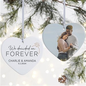 We're Engaged Personalized Photo Heart Ornament- 4