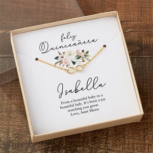 Quinceañera Gold Infinity Necklace With Personalized Message Card - 37873-GI