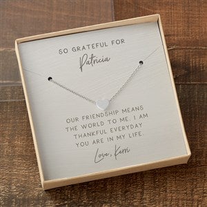 Grateful For You Silver Heart Necklace With Personalized Message Card - 37922-SH