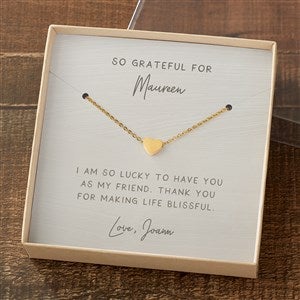 Grateful For You Gold Heart Necklace With Personalized Message Card - 37922-GH