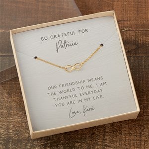 Grateful For You Gold Infinity Necklace With Personalized Message Card - 37922-GI