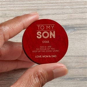 To My Son Personalized Wood Pocket Token- Red Stain - 37966-R