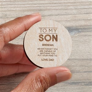 To My Son Personalized Wood Pocket Token- Whitewashed - 37966-W