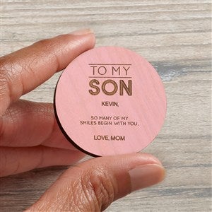 To My Son Personalized Wood Pocket Token- Pink Stain - 37966-P