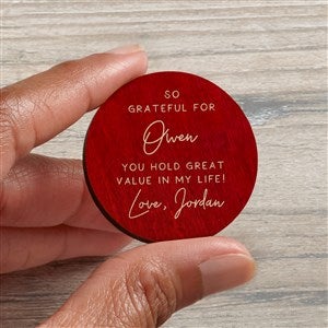 Grateful For You Personalized Wood Pocket Token- Red Stain - 37968-R