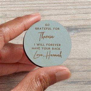 Grateful For You Personalized Wood Pocket Token- Blue Stain - 37968-B