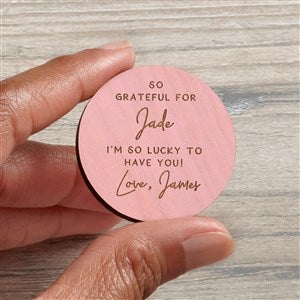 Grateful For You Personalized Wood Pocket Token- Pink Stain - 37968-P