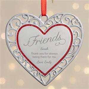 Friends Personalized Silver Heart Ornament - 37991