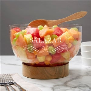 Classic Kitchen Salad Serving Bowl with Acacia Wood Base - 38191