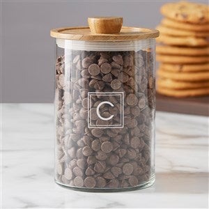 Brisbane Collection Personalized Glass Container with Acacia Lid- Medium - 38196