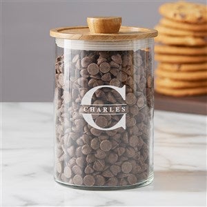Lavish Last Name Personalized Glass Container with Acacia Lid-Medium - 38198