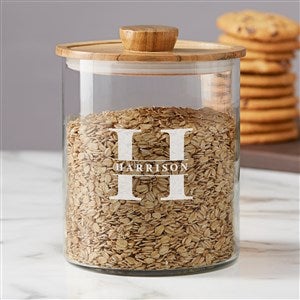 Lavish Last Name Personalized Glass Container with Acacia Lid-Large - 38198-L