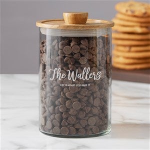 Seasonally Script Personalized Glass Container with Acacia Lid-Medium - 38201