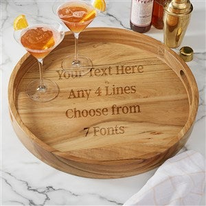 Write Your Own Engraved Acacia Wood Round Serving Tray - 38224