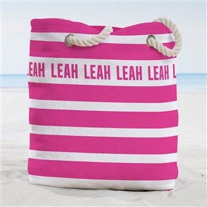 Classic Stripe Personalized Terry Cloth Beach Bag- Large - 38237-L