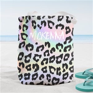 Leopard Print Personalized Terry Cloth Beach Bag- Small - 38278-S