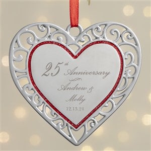 Anniversary Personalized Silver Heart Ornament - 38393