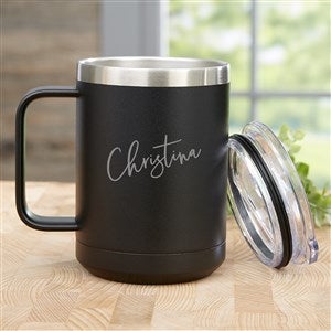 Trendy Script Personalized 15 oz Vacuum Insulated Stainless Steel Travel Mug - 38564