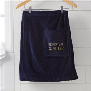 Authentic Men's Embroidered Navy Velour Towel Wrap - 38613