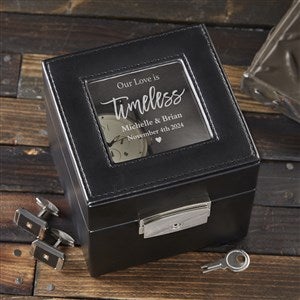 Our Love Is Timeless Personalized Vegan Leather 2 Slot Watch Box - 38647-2