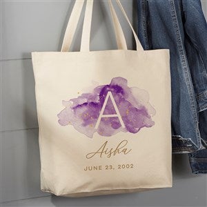 Birthstone Color Personalized Canvas Tote Bag- 20