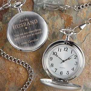 To My Husband Engraved Silver Pocket Watch - 38886