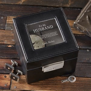 To My Husband Personalized Vegan Leather 2 Slot Watch Box - 38892-2