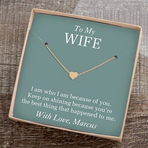 To My Wife Gold Heart Necklace With Personalized Message Card - 38897-GH