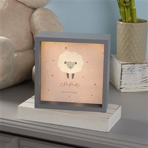 Baby Sheep Personalized Grey LED Shadow Box- 6