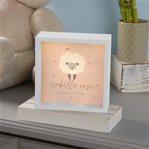Baby Sheep Personalized Ivory LED Shadow Box- 6