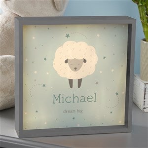 Baby Sheep Personalized Grey LED Shadow Box- 10