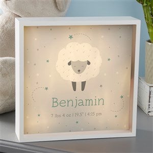 Baby Sheep Personalized Ivory LED Shadow Box- 10