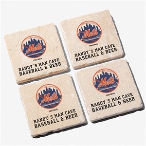 MLB New York Mets Personalized Tumbled Stone Coaster Set - 39422
