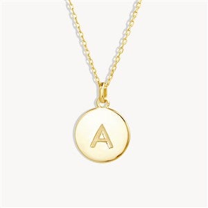 Engraved Gold Initial Disc Necklace - 1 Disc - 39985D-1G