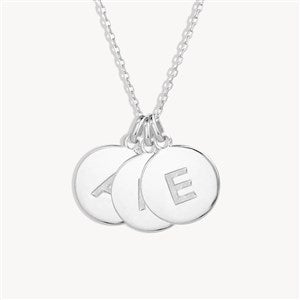 Engraved Silver Initial Disc Necklace - 3 Discs - 39985D-3S