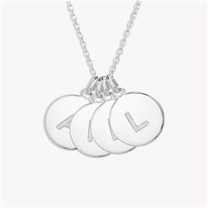 Engraved Silver Initial Disc Necklace - 4 Discs - 39985D-4S