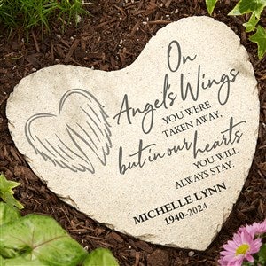 On Angel's Wings Personalized Memorial Heart Garden Stone - 40114-L