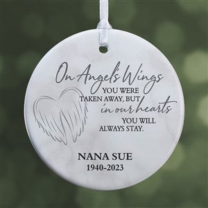 On Angel's Wings Memorial Personalized Ornament- 2.85