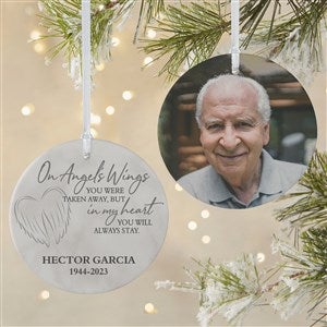 On Angel's Wings Memorial Personalized Ornament- 3.75