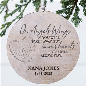On Angel's Wings Memorial Personalized Ornament- 3.75