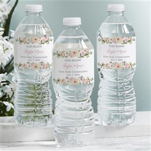 Floral First Communion Personalized Water Bottle Labels - 40271
