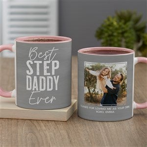 Best Step Dad Personalized Photo Coffee Mug   11 oz.- Pink - 40462-P