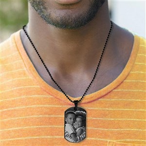 Personalized Black Stainless Photo Dog Tag Pendant - 40674D
