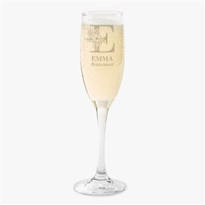 Floral Bridesmaid Engraved Stemmed Champagne Flute - 40806-F