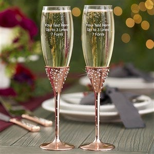 Rose Gold Engraved Message Champagne Flute Set - 40966