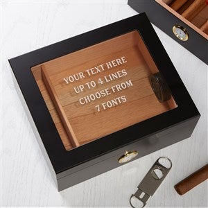Engraved Message Black Personalized Cigar Humidor 50 Count - 40968