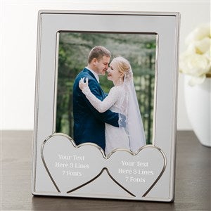 Engraved Message Double Hearts Silver Picture Frame - 40978