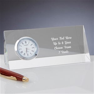 Engraved Message Crystal Desk Clock Name Plate - 40988